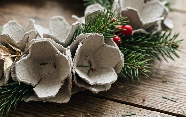 Weihnachtskranz aus Eierpappen basteln: Nachhaltige Adventsdeko