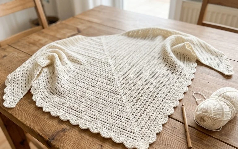 Einfacher Häkel-Wrap mit Muschelkante: Gratis-Anleitung