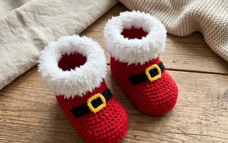 Weihnachts-Baby-Booties häkeln: Kostenlose Anleitung
